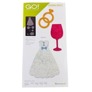 AccuQuilt GO Fabric Cutting Die Wedding Medley 55636 Bridal Gown Rings 6x12